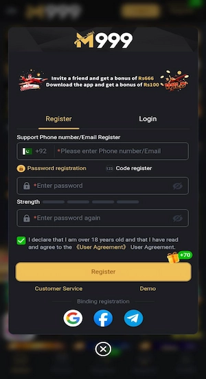 M999 Game Register Account